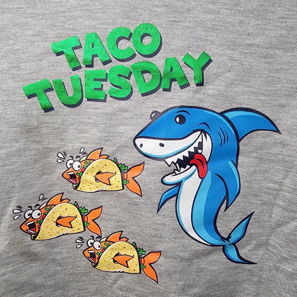 Kidgets Hoodie Taco Tuesday Shark LS Grey - Size 4T